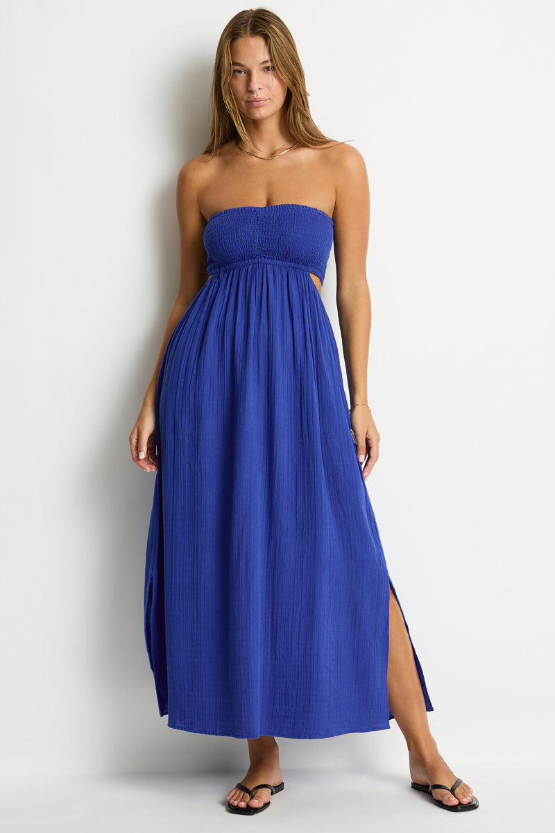 Sunset Cutaway Bandeau Dress Amalfi Blue