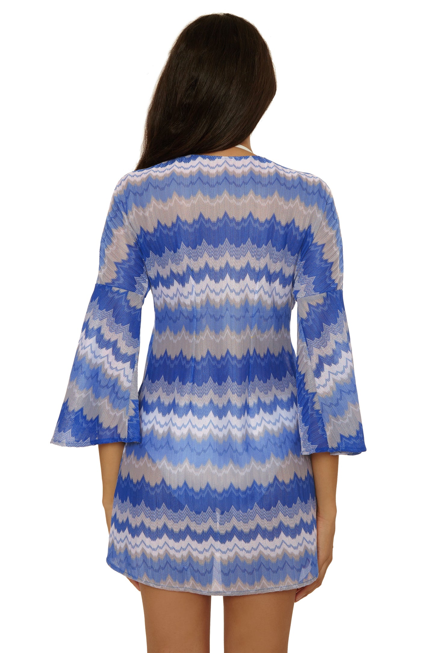 Becca Santorini Tunic Lapis Multi — styled view | Belle Mar Swim