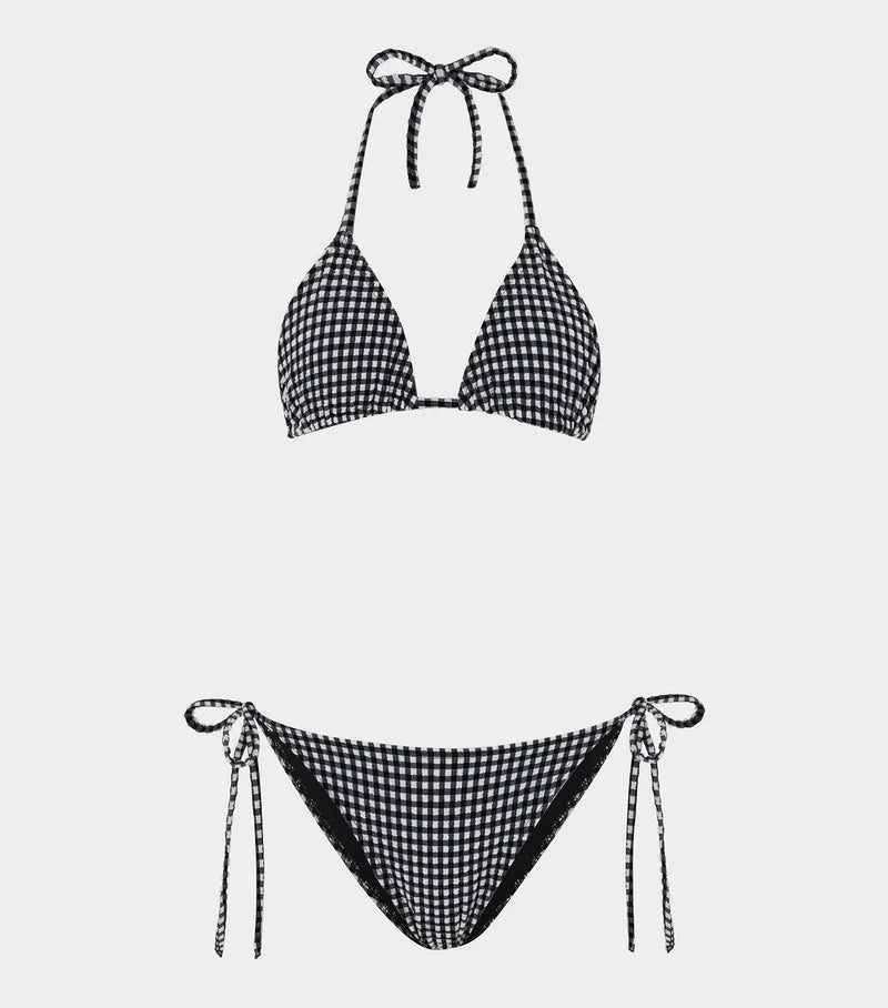 Gingham Seersucker Sabrina Bikini Black Gingham