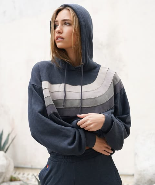 Wave Stripe 4 Pullover Hoodie Relaxed Charcoal/Charcoal