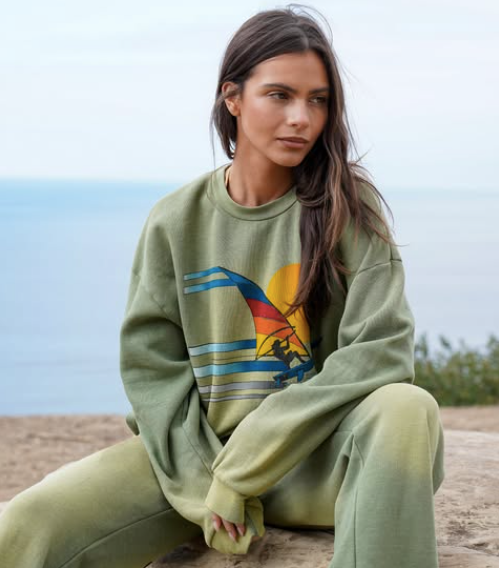 Windsurf Jump Relaxed Crew Sweatshirt Faded Army