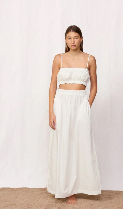 Mikoh Delia Maxi Skirt Bone in white — front view | Belle Mar Swim