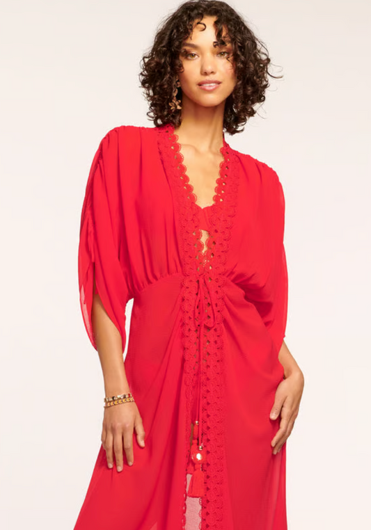 Raelynn Lace Trim Cover-Up Flame
