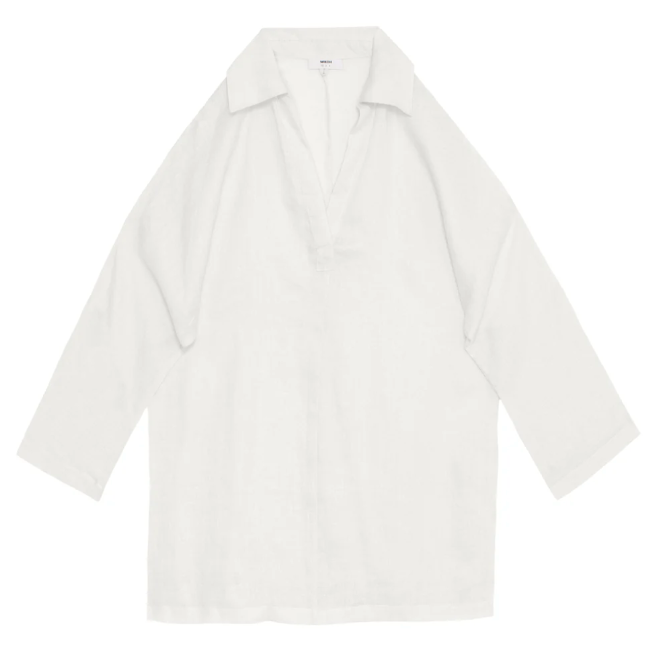 Mikoh Evie Collared Linen Kaftan in Foam White