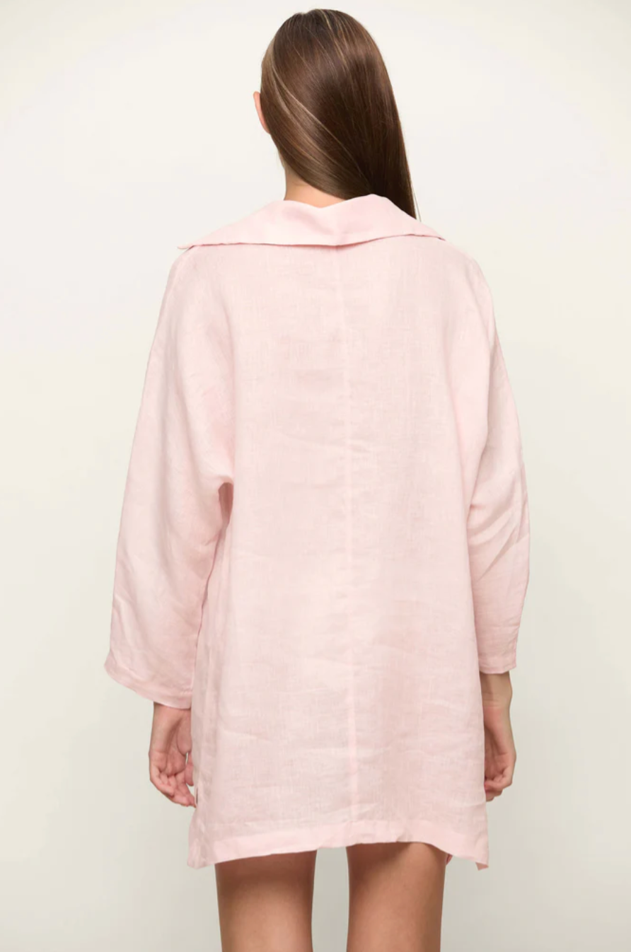 Mikoh Evie Collared Linen Kaftan in Foam White