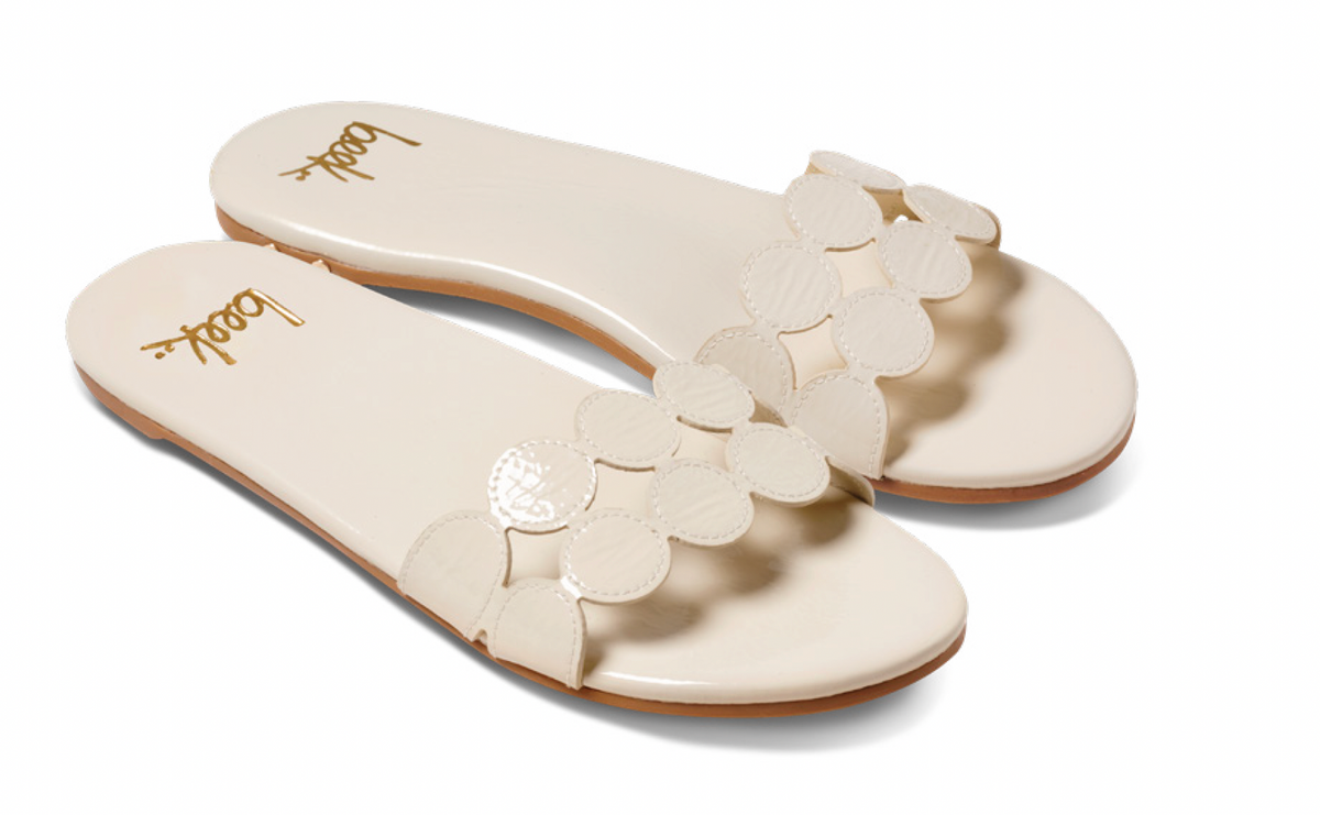 Whirlybird Leather Slide Sandal Patent Vanilla
