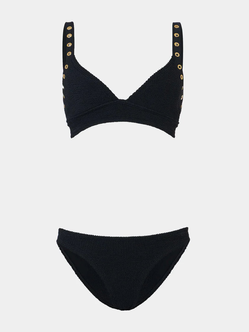 Tessa Eyelet Bikini Black/Gold