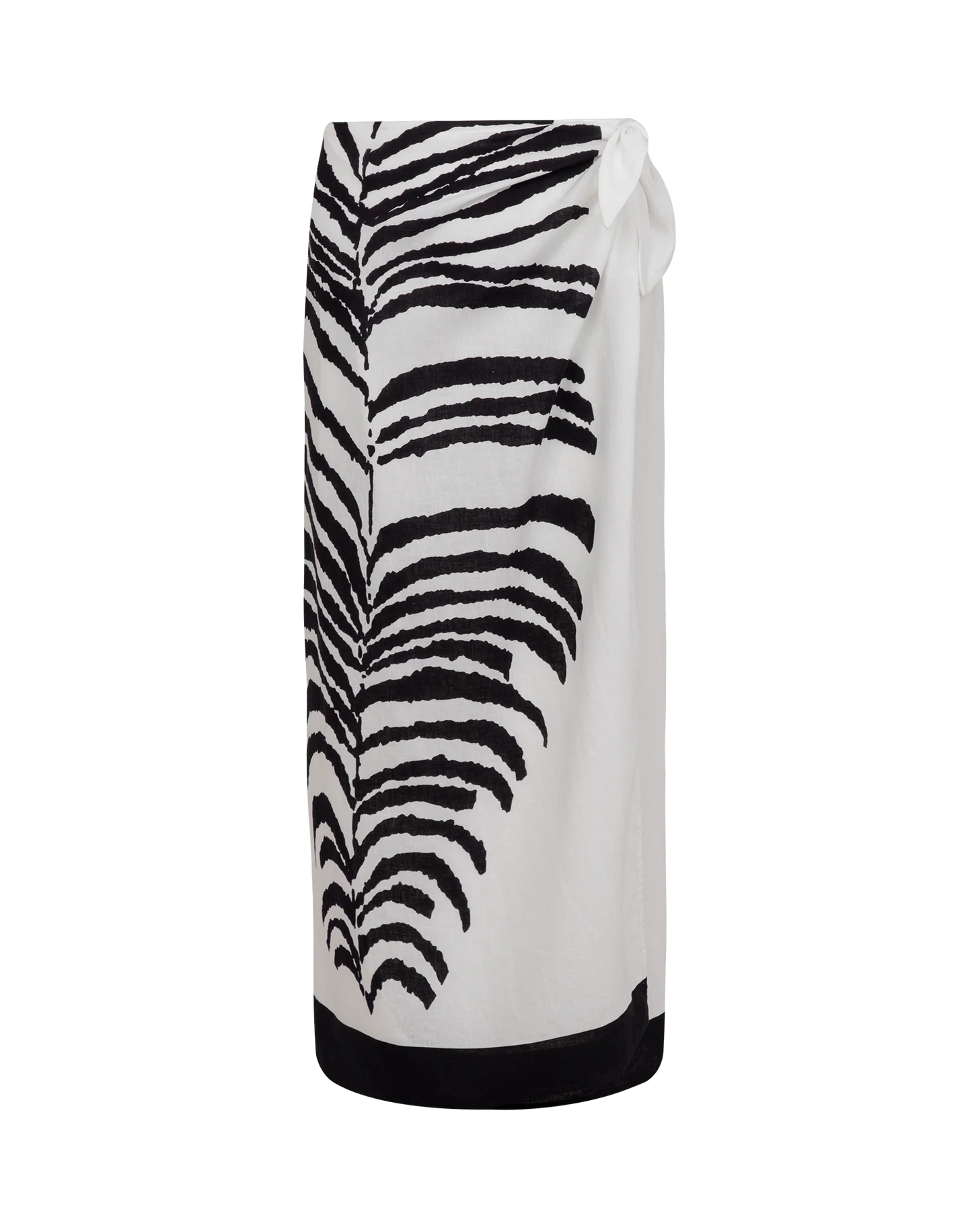 Flora Pareo Skirt Caribea in black — close-up | Belle Mar Swim