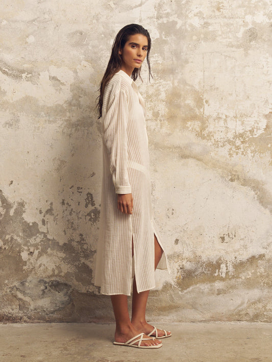 Voyage Shirt Dress White Stripe