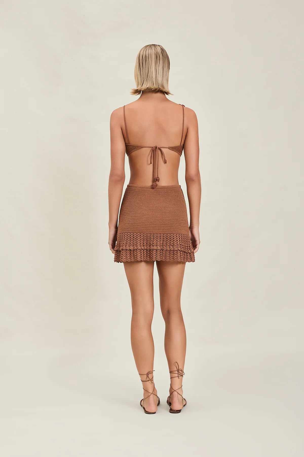 Wrenn Skirt Almond in brown — detail view | Belle Mar Swim
