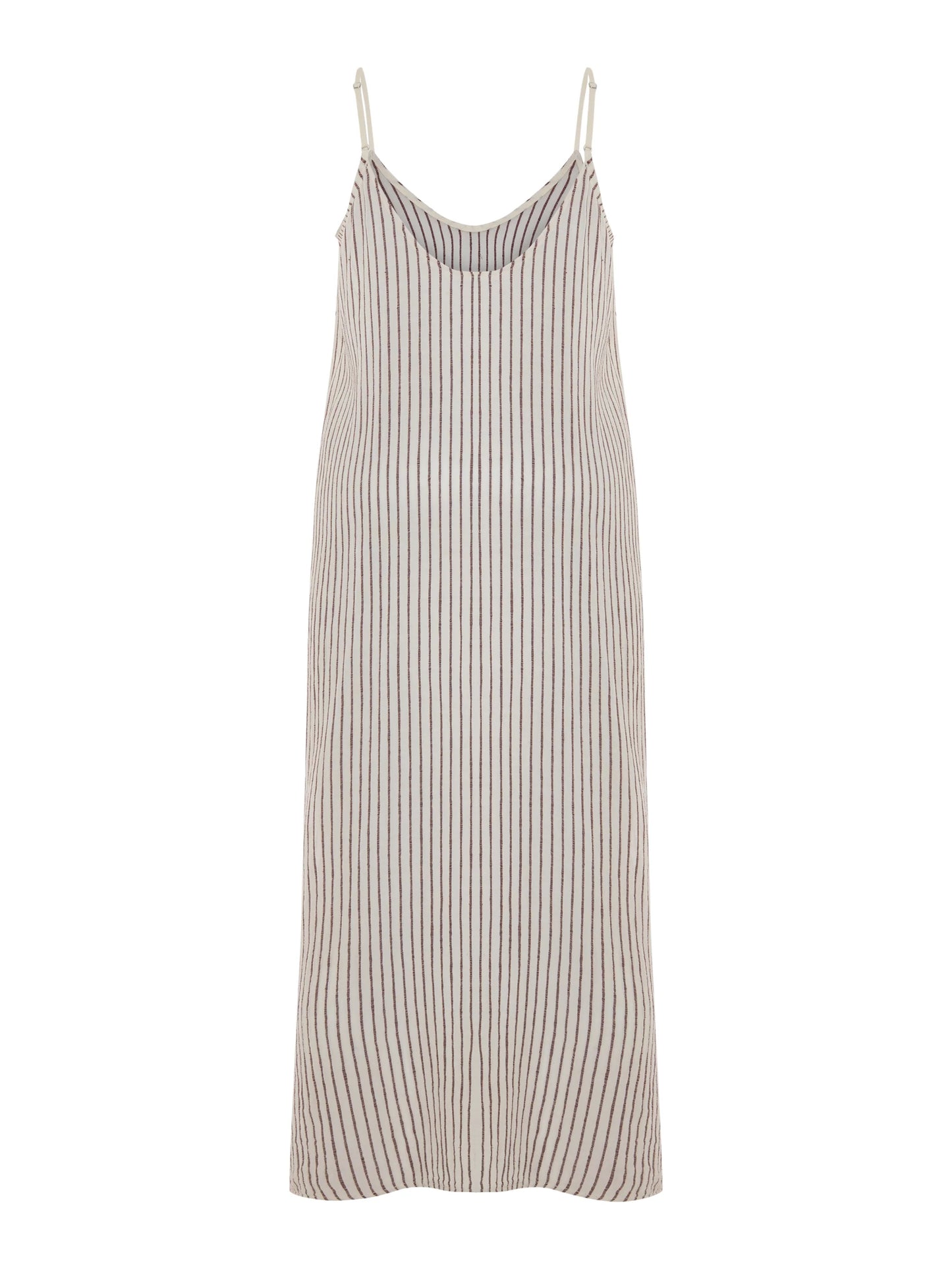 Yaz Dress Khaki Burgundy Stripe