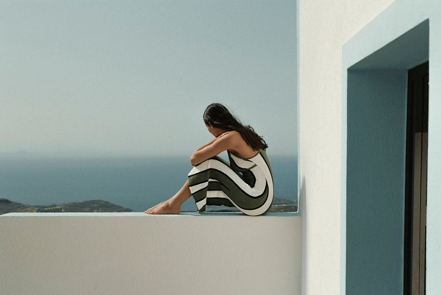 Olive Stripe Textured Knit Dress