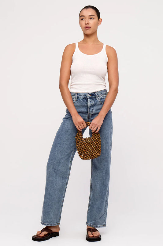 Small Beaded Bucket Bag Walnut