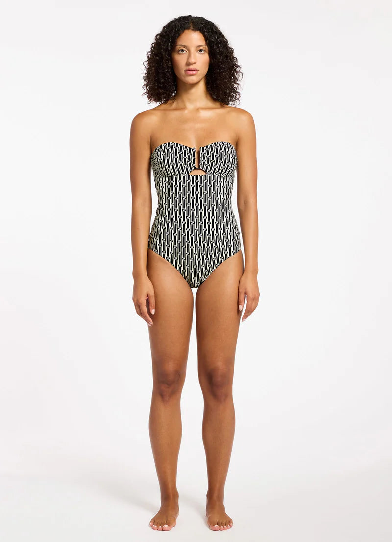 Spring Geo Bandeau One Piece Black