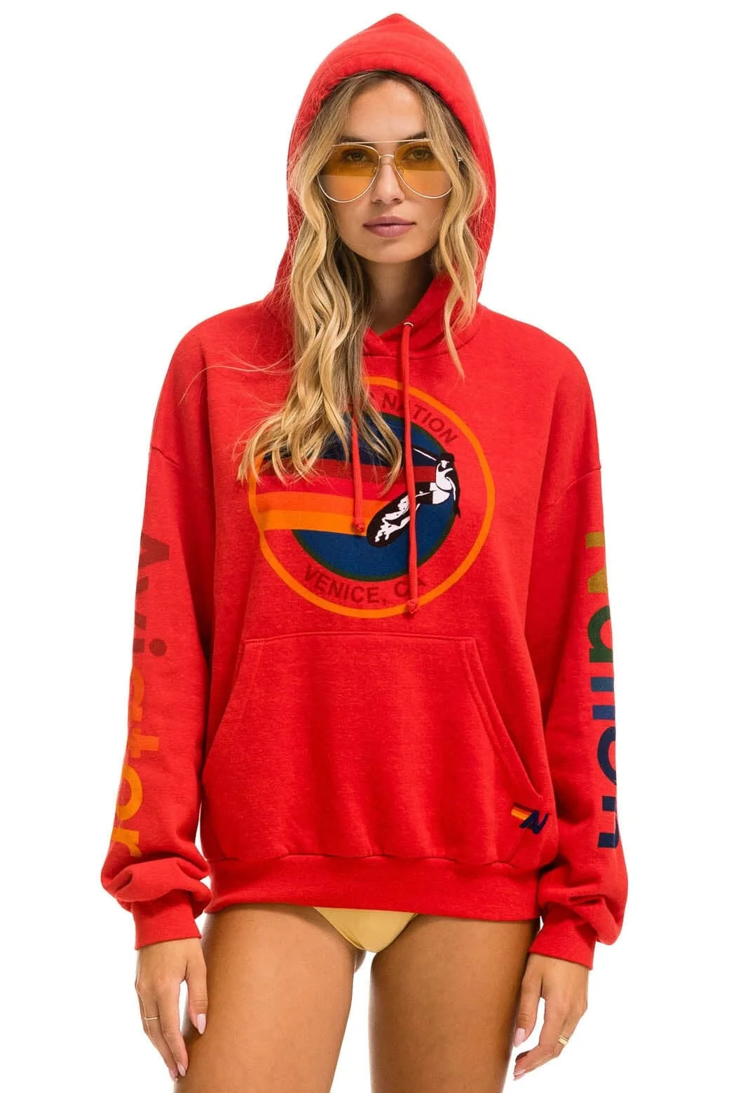 Aviator Nation Relaxed Pullover Hoodie Red