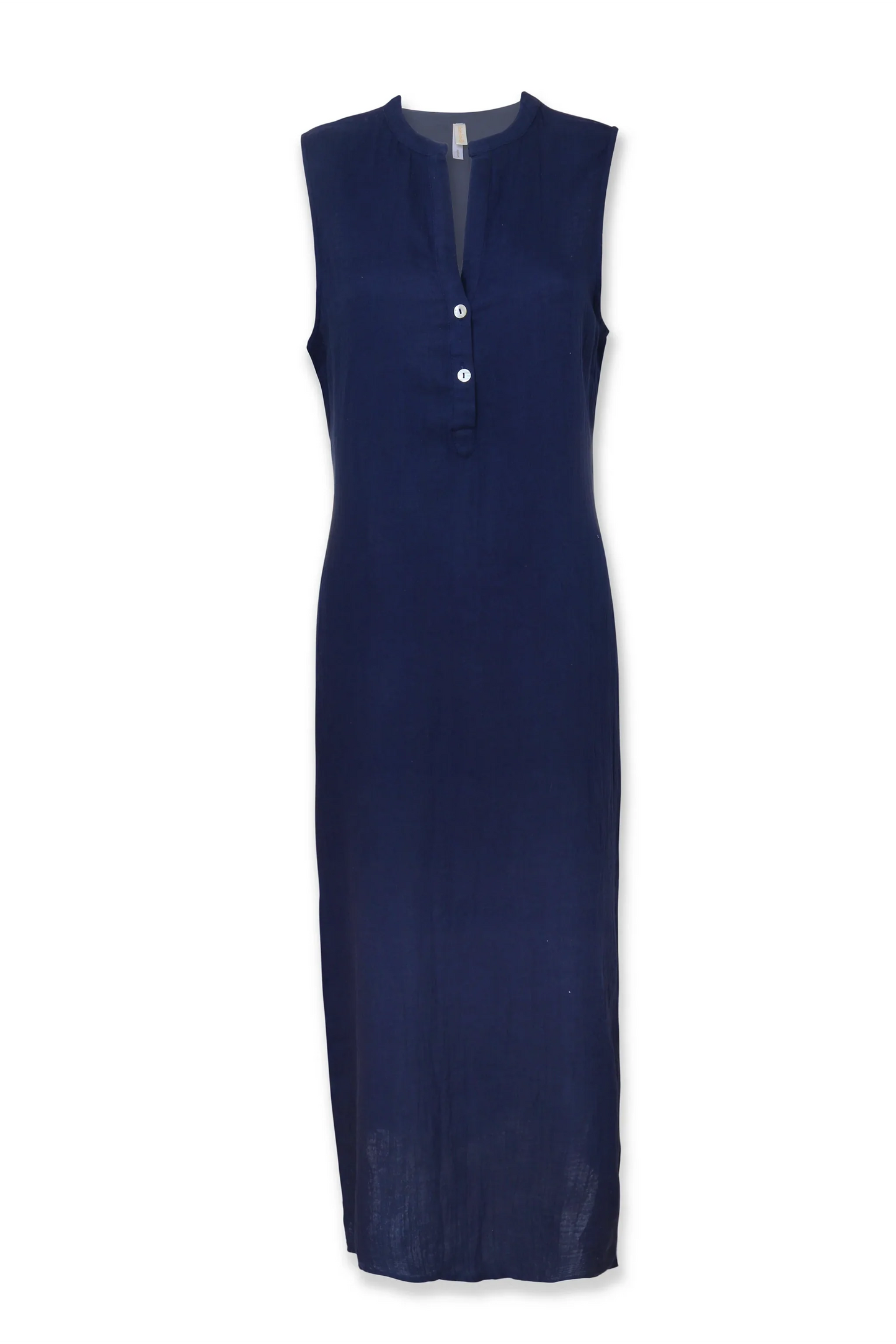 Island Midi Tunic Navy in navy — close-up | Belle Mar Swim