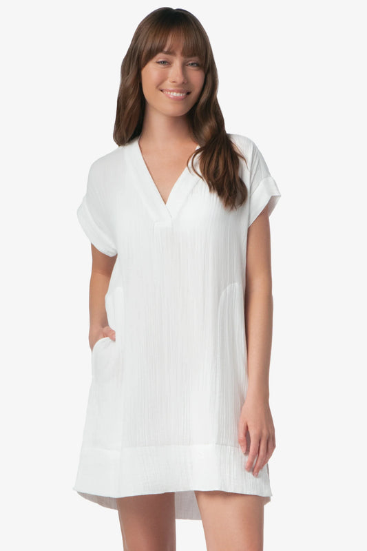 Island V-Neck Dress White