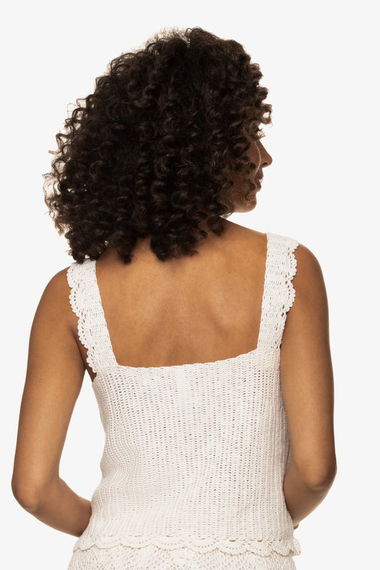 Helen Jon Scallop Crochet Tank Ivory