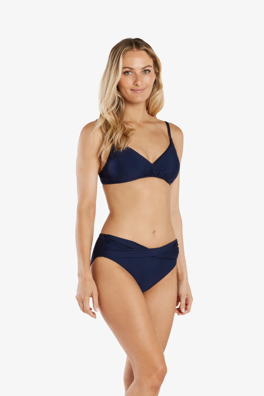 Shirred Crossover Bra Navy