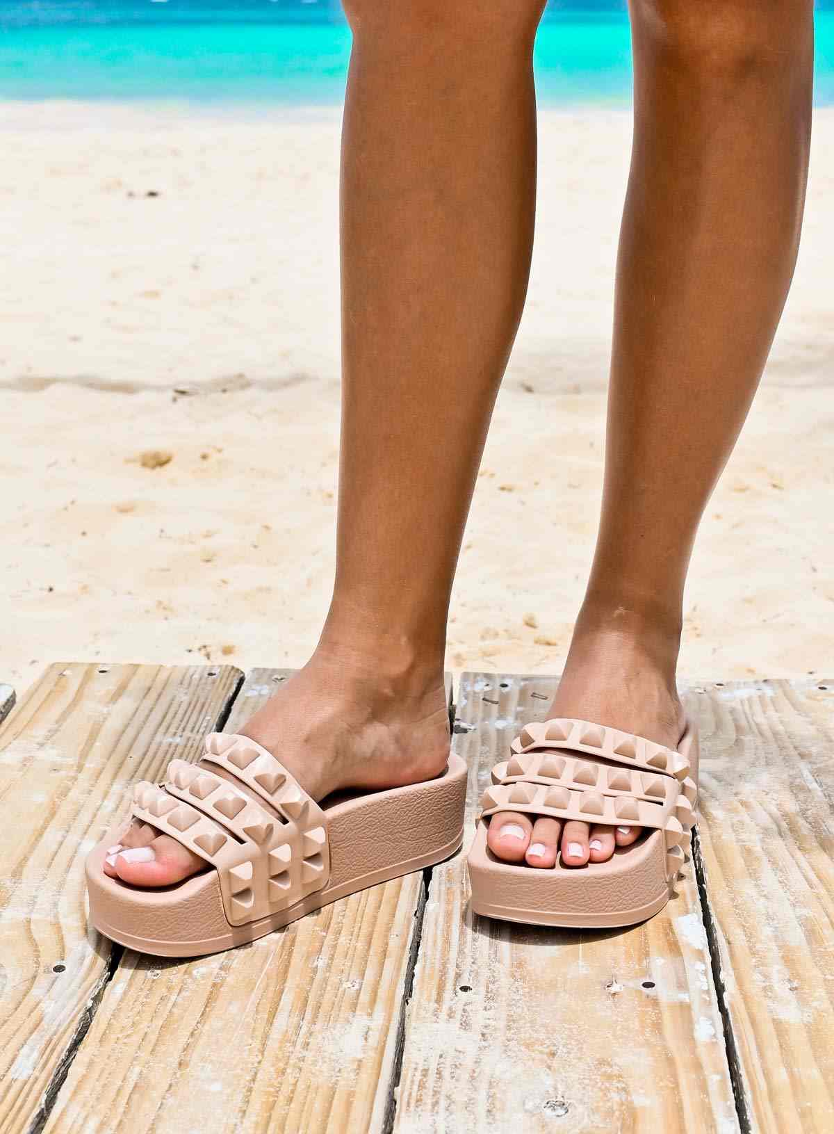 Carmen Platform Slides Sandals Blush