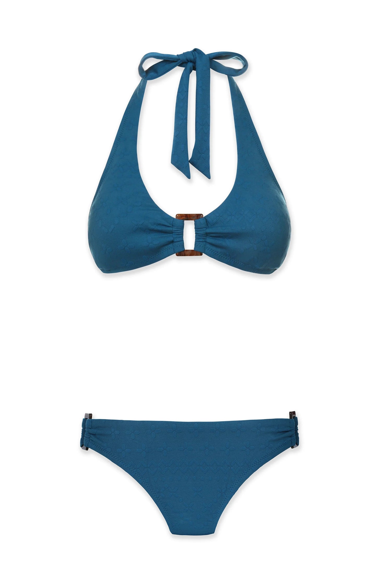 Tortoise Halter Jacquard Textured Marine Blue