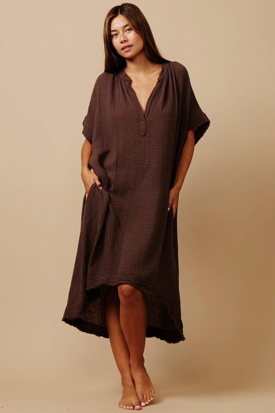 Tunisia Caftan Lightweight Gauze Chocolate