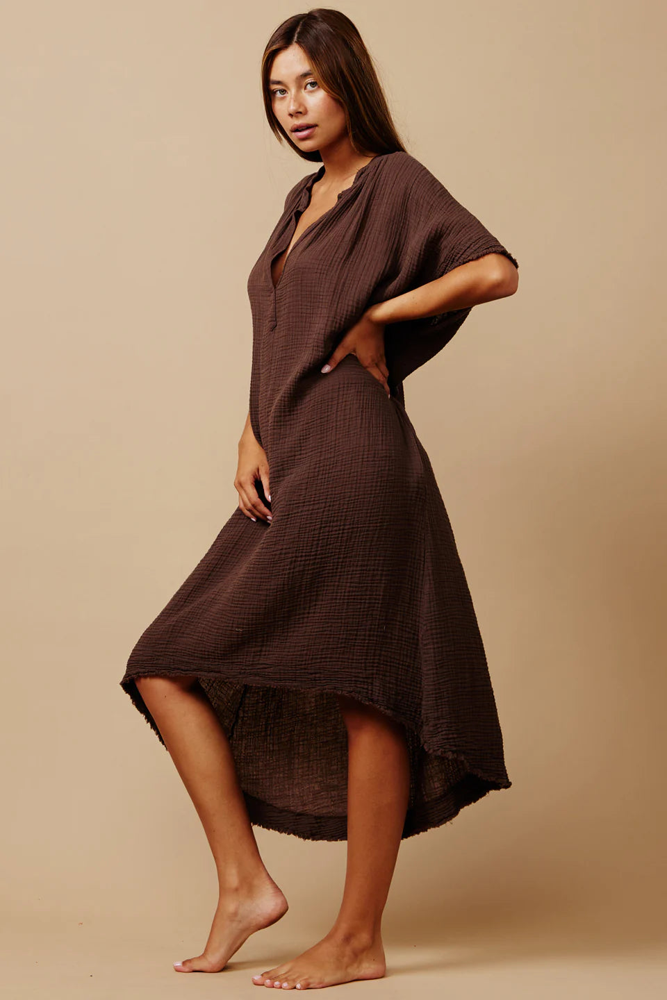 Tunisia Caftan Lightweight Gauze Chocolate