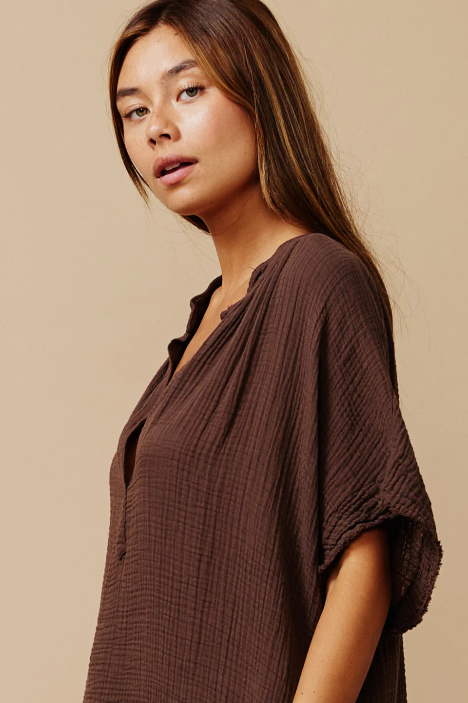 Tunisia Caftan Lightweight Gauze Chocolate