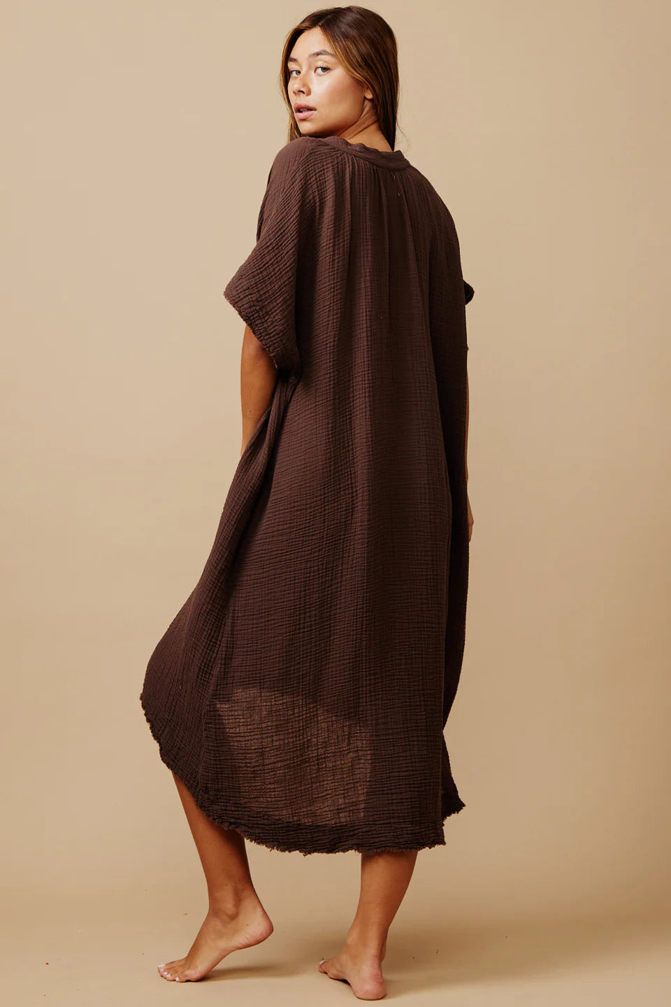 Tunisia Caftan Lightweight Gauze Chocolate