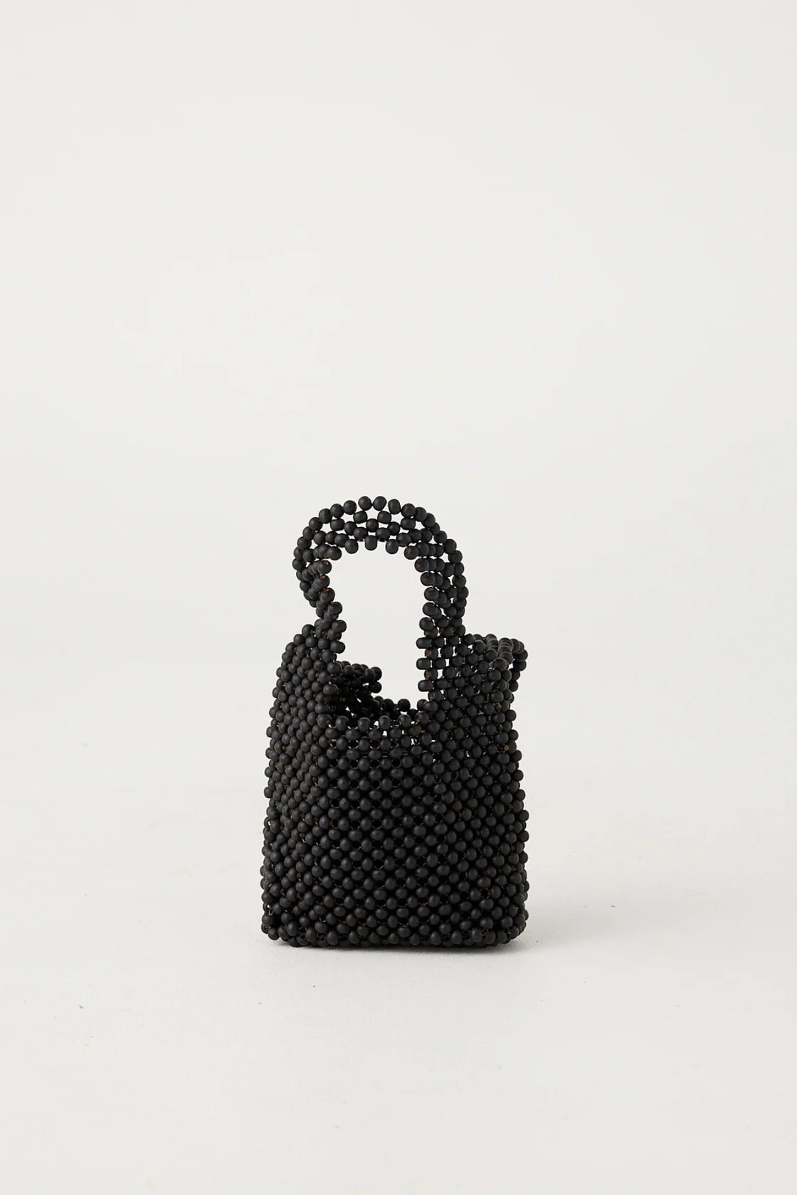 Small Beaded Bucket Bag Black