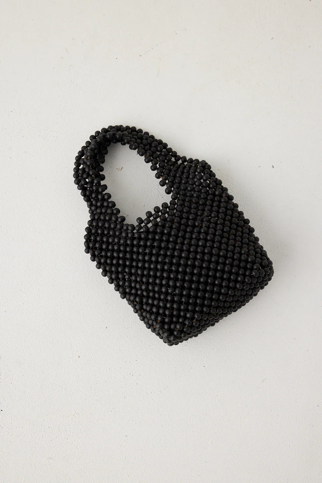 Small Beaded Bucket Bag Black