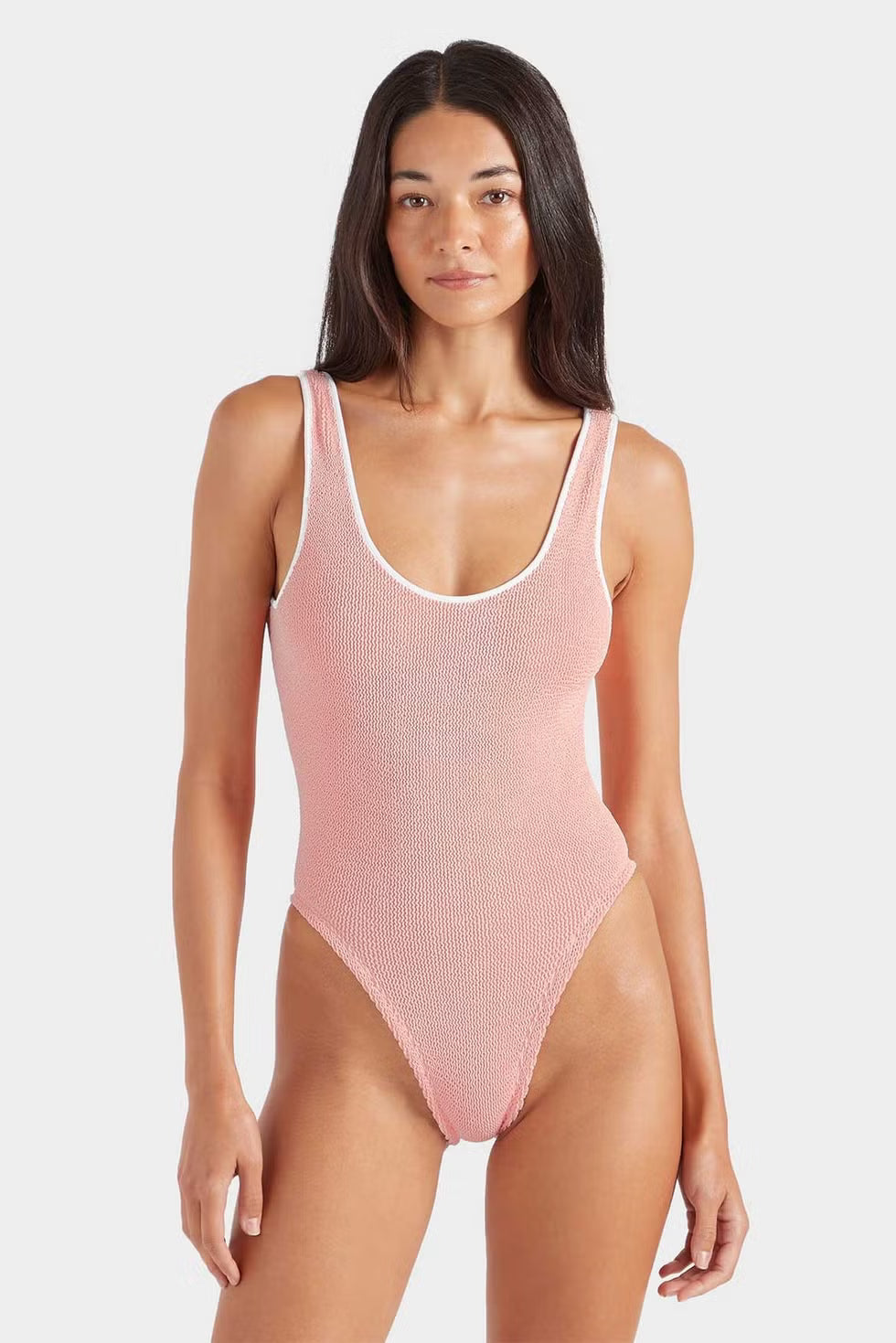 Faye Contrast One Piece Peach/White