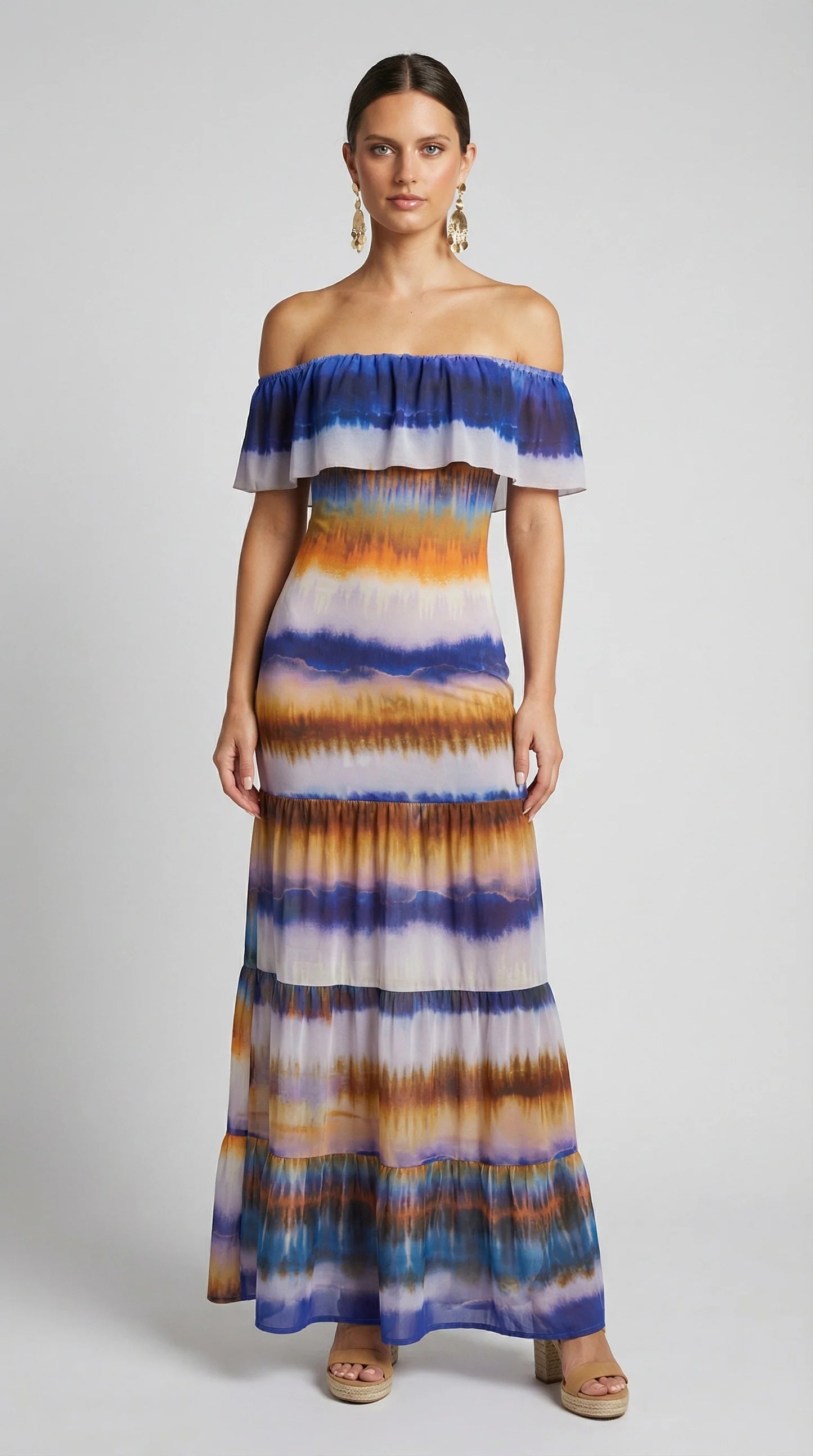 Positano Mesh Maxi Dress Playa Stripe