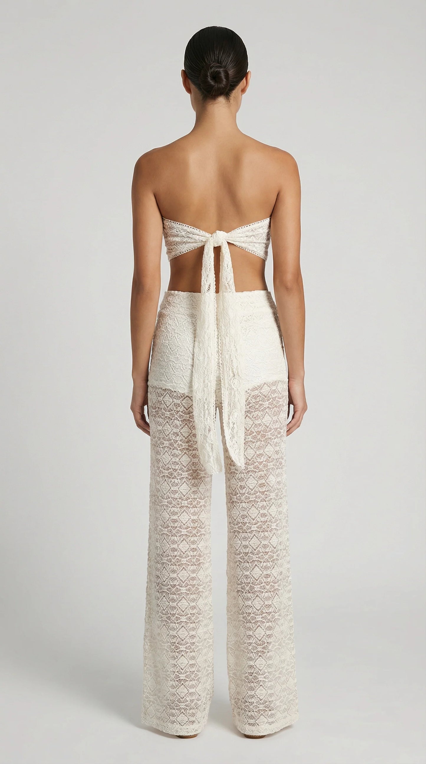 Diamond Crinkle Apron Top Cream