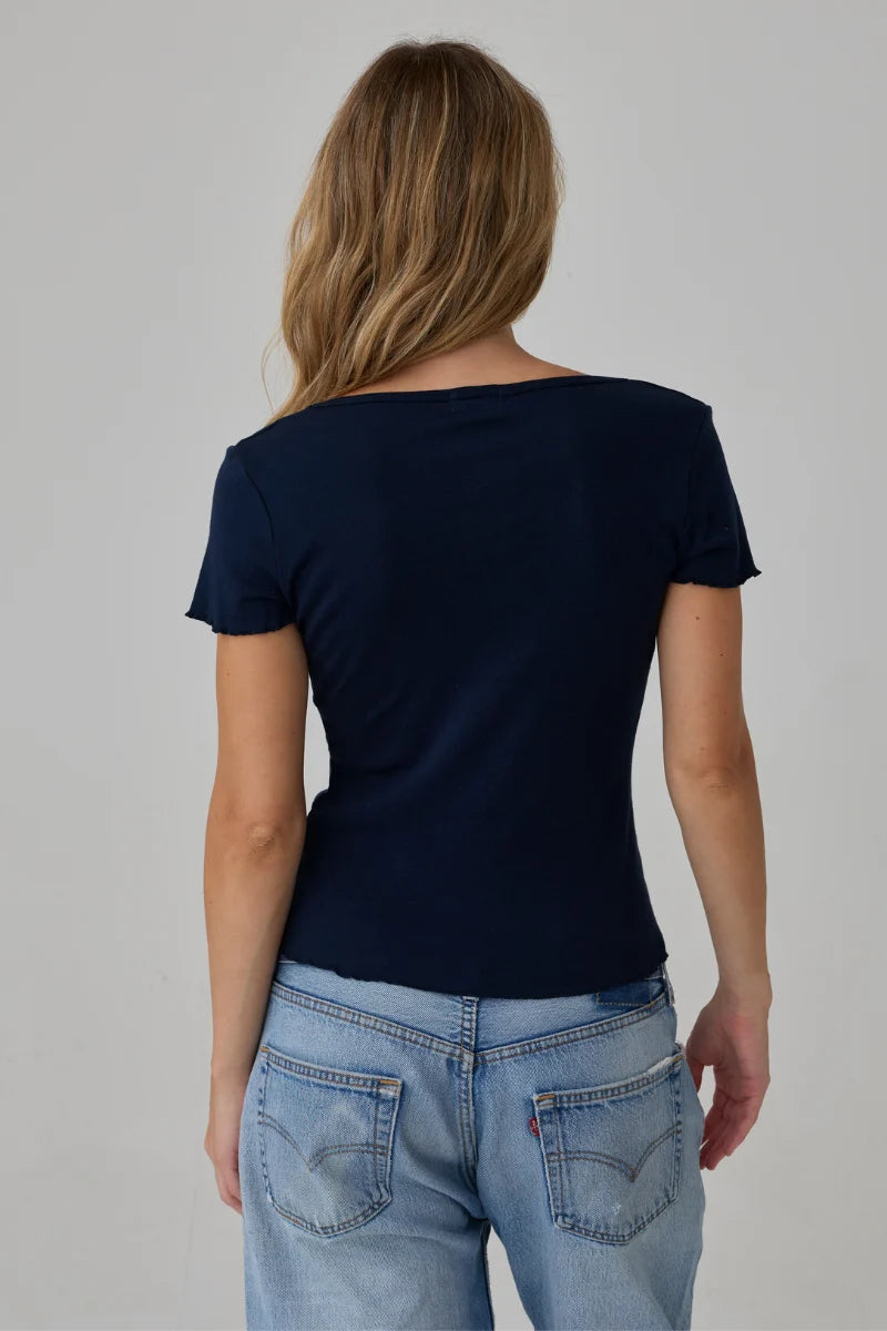 Vicki V Neck Tee Cadet
