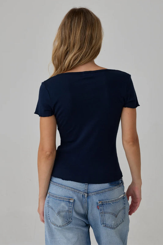 Vicki V Neck Tee Cadet