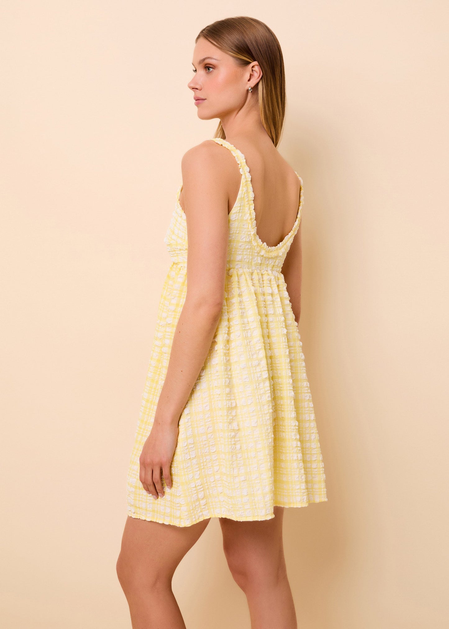 Cassidy Dress Puckered Plaid Citrina - view