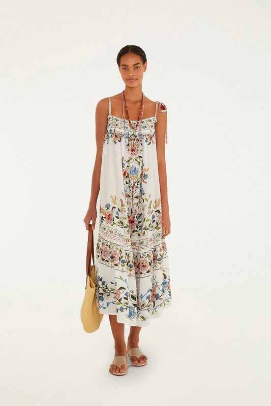 Off-White Stitched Garden Long Dress