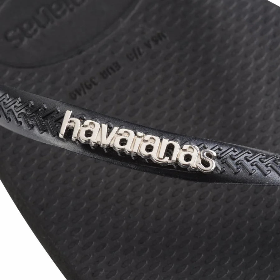 Slim Square Logo Flip Flop Black Silver