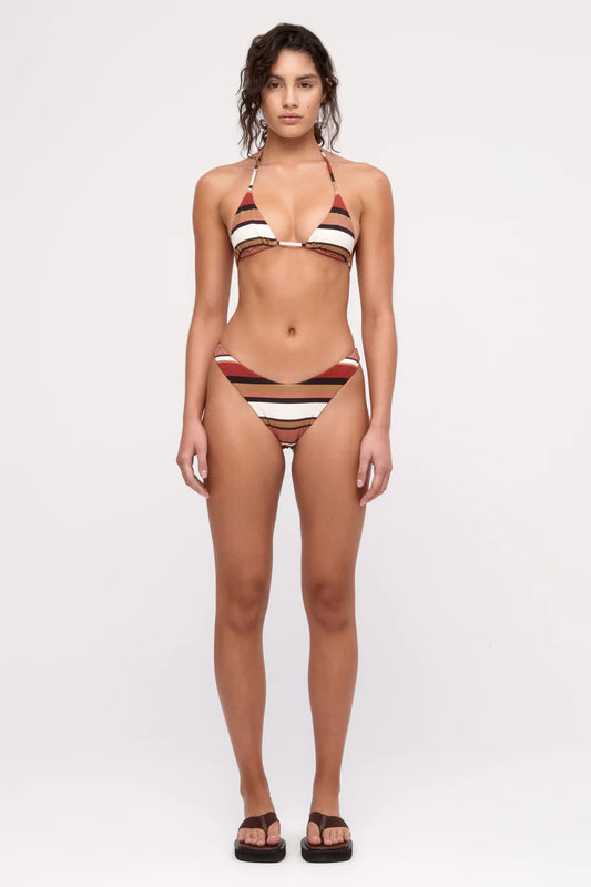 Curve Brief Earth Stripe in neutral — back view | Belle Mar Swim