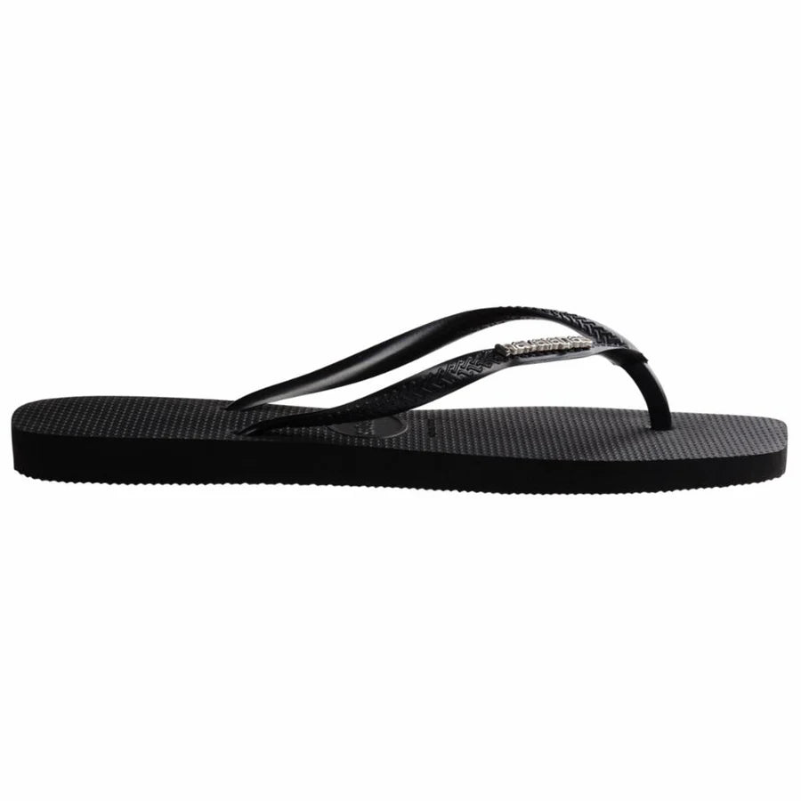 Slim Square Logo Flip Flop Black Silver