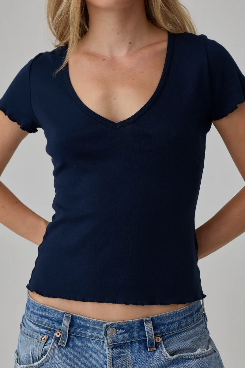 Vicki V Neck Tee Cadet