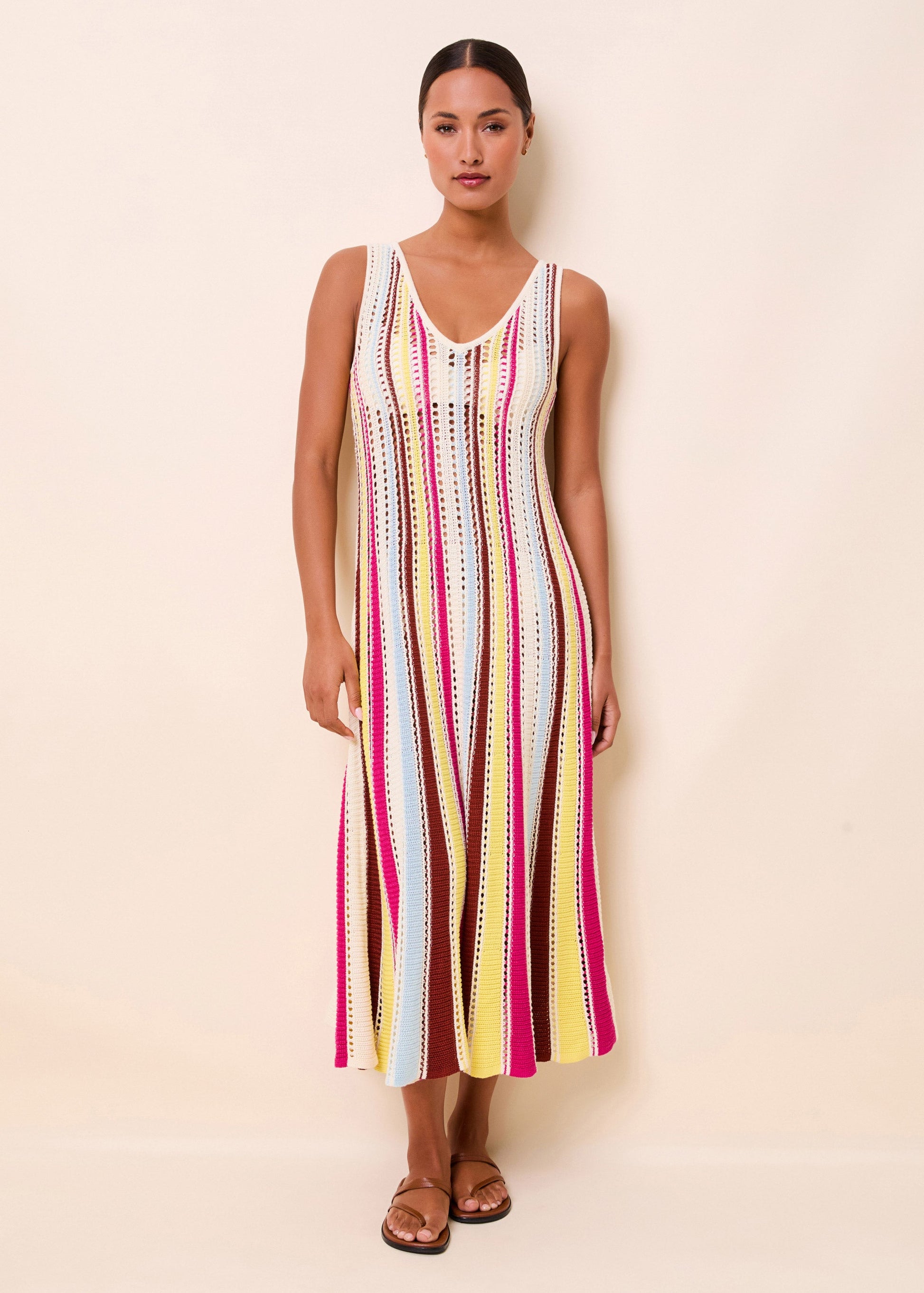 Velmira Dress Ladder Knit Symi Stripe - front