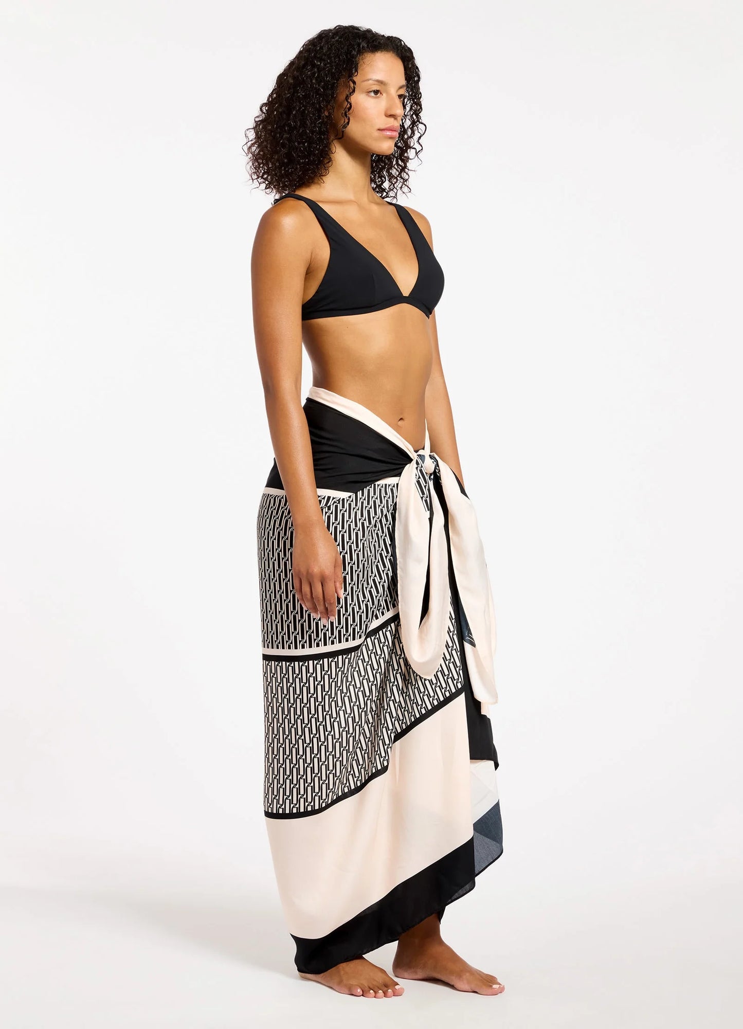 Spring Geo Long Sarong Black
