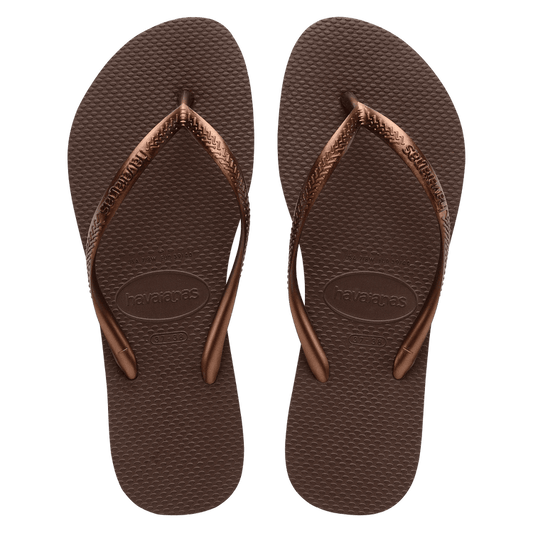 Slim Flip Flop Dark Brown Metallic