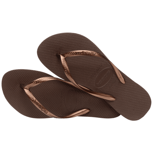 Slim Flip Flop Dark Brown Metallic