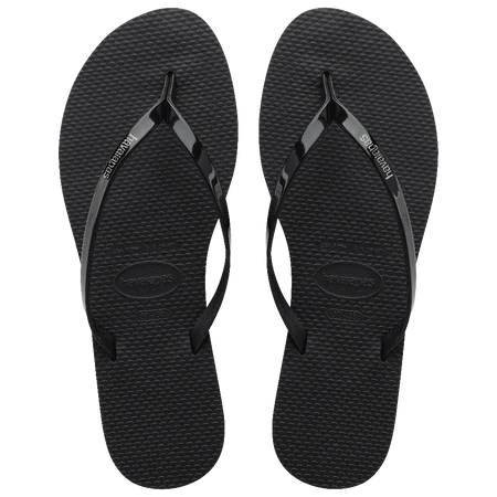 You Metallic Flip Flops Black
