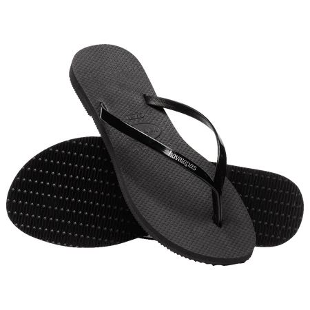 You Metallic Flip Flops Black