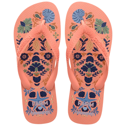 FARM Rio Seashell Tapestry Flip Flop Peach Rose