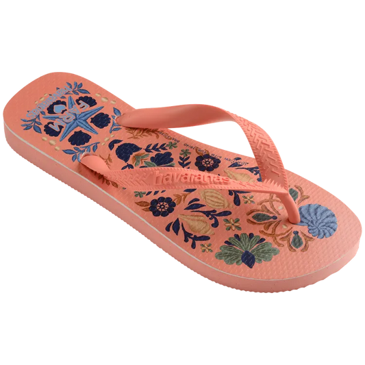 FARM Rio Seashell Tapestry Flip Flop Peach Rose